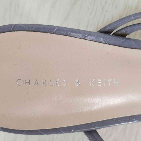 チャールズキース CHARLES & KEITH クロックエフェクト シリンドリカルヒールミュール Animal Print Blue レディース EUR:39