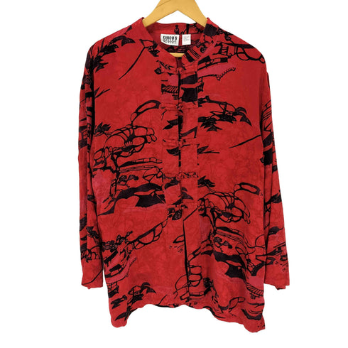 CHICO'S DESIGN 総柄シルクチャイナシャツ メンズ JPN:3
