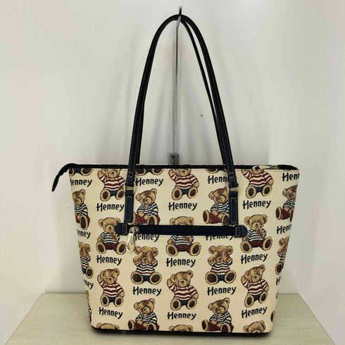 henney bear 刺繍 プレートロゴ キャンバス トートバッグ レディース