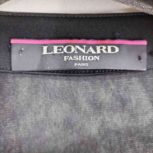 レオナール LEONARD リブ総柄 ボタンレス カーディガン レディース JPN:M