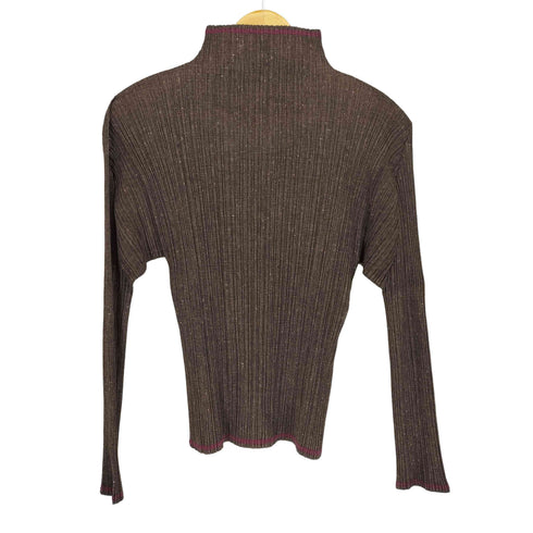 プリーツプリーズイッセイミヤケ PLEATS PLEASE ISSEY MIYAKE プリーツネップツイード転写柄トップス レディース JPN:4