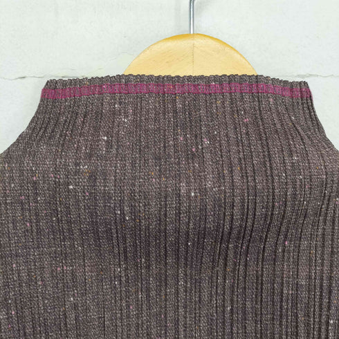プリーツプリーズイッセイミヤケ PLEATS PLEASE ISSEY MIYAKE プリーツネップツイード転写柄トップス レディース JPN:4