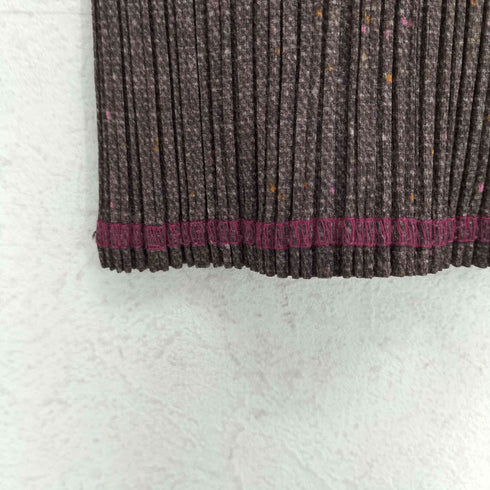 プリーツプリーズイッセイミヤケ PLEATS PLEASE ISSEY MIYAKE プリーツネップツイード転写柄トップス レディース JPN:4