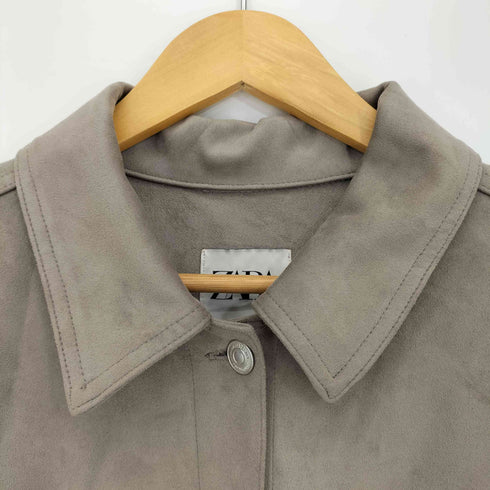 ザラ ZARA フェイクスエード ワイド L/S オーバーサイズシャツ レディース import:L