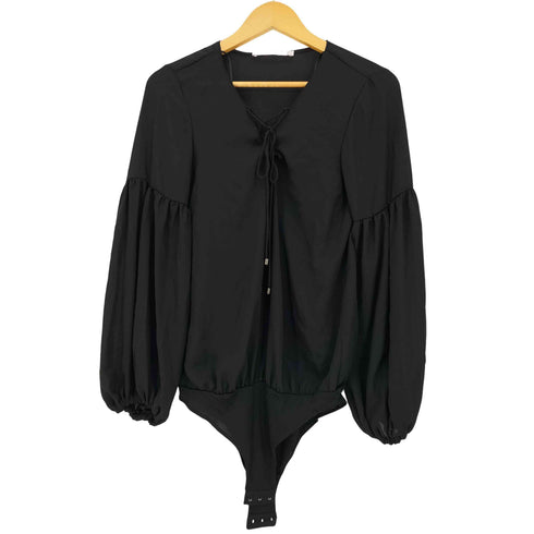 ザラ ZARA Black Bodysuit ブラック ボディスーツ レディース import:M
