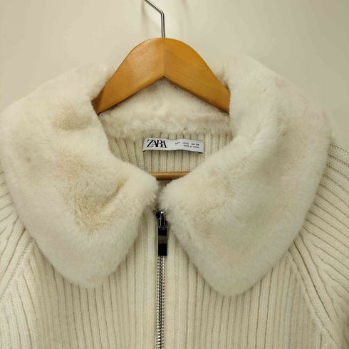 ザラ ZARA フェイクファーカラー ジップアップセーター レディース L