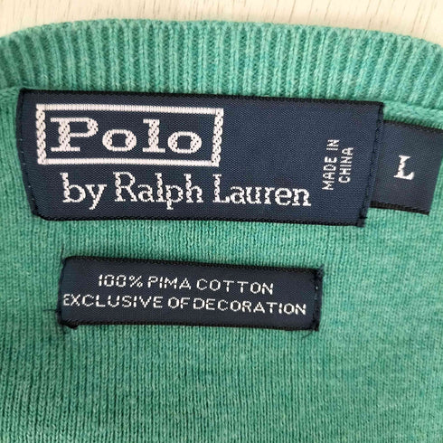 ポロバイラルフローレン Polo by RALPH LAUREN ポニー刺繍Vネックニット PIMA COTTON メンズ import:L