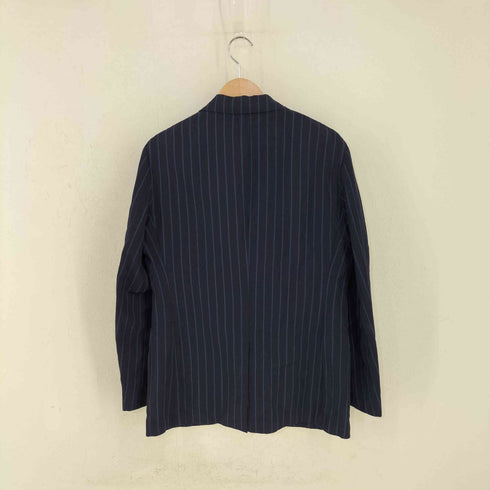 ユナイテッドアローズグリーンレーベルリラクシング UNITED ARROWS green label relaxing サマーウール混 濃紺 ストライプ リネンテーラードジャケット メンズ JPN:48