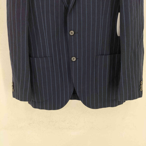 ユナイテッドアローズグリーンレーベルリラクシング UNITED ARROWS green label relaxing サマーウール混 濃紺 ストライプ リネンテーラードジャケット メンズ JPN:48