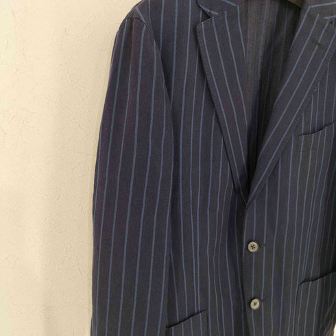 ユナイテッドアローズグリーンレーベルリラクシング UNITED ARROWS green label relaxing サマーウール混 濃紺 ストライプ リネンテーラードジャケット メンズ JPN:48
