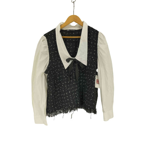 ザラ ZARA ツイード切替リボンブラウス レディース import:L