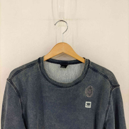 ディーゼル DIESEL ベラルーシ製 ウォッシュ加工 ロゴ刺繍 クルーネックスウェット メンズ JPN:L