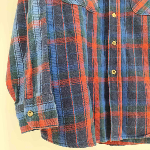 70-80S PRIVATE PROPERTY USA製 タータンチェック フラップポケット フランネルシャツ ネルシャツ メンズ import:L