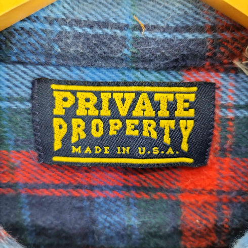 70-80S PRIVATE PROPERTY USA製 タータンチェック フラップポケット フランネルシャツ ネルシャツ メンズ import:L