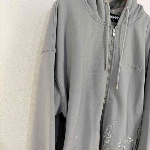 サプライヤー SUPPLIER Fire Pattern Rhinestone Zip Hoodie メンズ