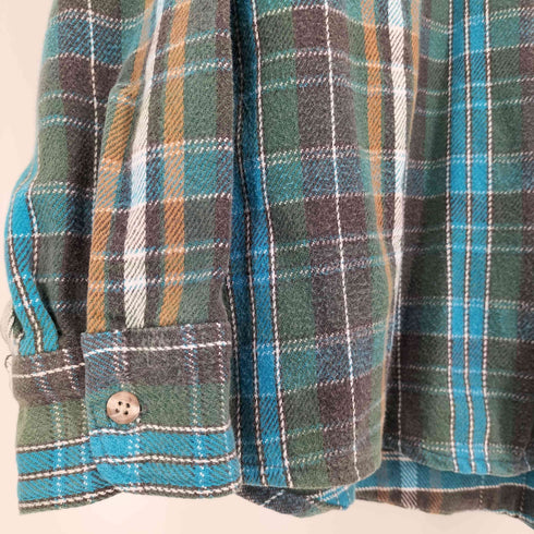 80-90S PRIVATE PROPERTY USA製 タータンチェック フラップポケット フランネルシャツ ネルシャツ メンズ import:M