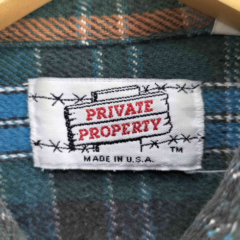 80-90S PRIVATE PROPERTY USA製 タータンチェック フラップポケット フランネルシャツ ネルシャツ メンズ import:M