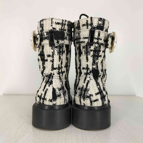 チャールズキース CHARLES & KEITH パールバックル レースアップアンクルブーツ レディース JPN:37