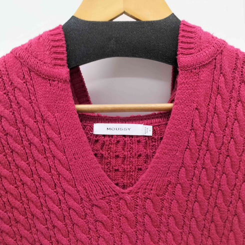 マウジー moussy V/N HOODIE OVER ニット Vネックニットパーカー レディース FREE