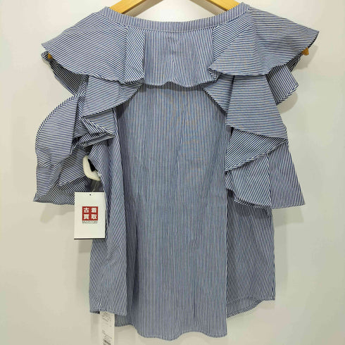 エステラケー Estella.K Cold Shoulder Stripe Blouse コールドショルダーストライプ半袖ブラウス レディース FREE
