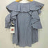 エステラケー Estella.K Cold Shoulder Stripe Blouse コールドショルダーストライプ半袖ブラウス レディース FREE