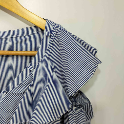 エステラケー Estella.K Cold Shoulder Stripe Blouse コールドショルダーストライプ半袖ブラウス レディース FREE