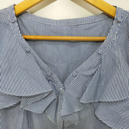 エステラケー Estella.K Cold Shoulder Stripe Blouse コールドショルダーストライプ半袖ブラウス レディース FREE