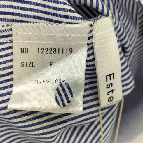 エステラケー Estella.K Cold Shoulder Stripe Blouse コールドショルダーストライプ半袖ブラウス レディース FREE