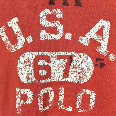 ポロラルフローレン POLO RALPH LAUREN 前V 3段プリント プルオーバーパーカー メンズ import:L