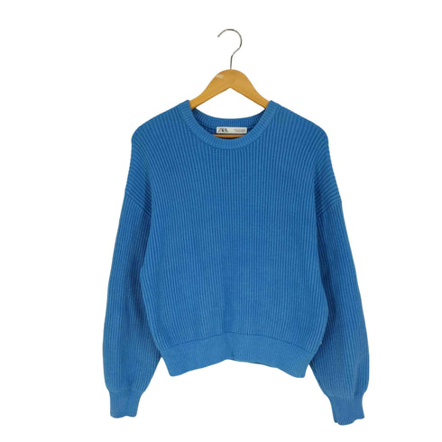 ザラ ZARA レーヨンポリナイロン リブ クルーネックニット レディース import:S