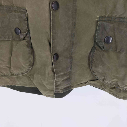 バブアー Barbour 90S 英国製 3ワラント BEDALE ビデイル 裏地タータンチェック THE WEST HIGHLAND WAY ワッペン オイルドジャケット 1990年製 メンズ C46