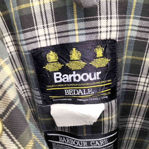 バブアー Barbour 90S 英国製 3ワラント BEDALE ビデイル 裏地タータンチェック THE WEST HIGHLAND WAY ワッペン オイルドジャケット 1990年製 メンズ C46