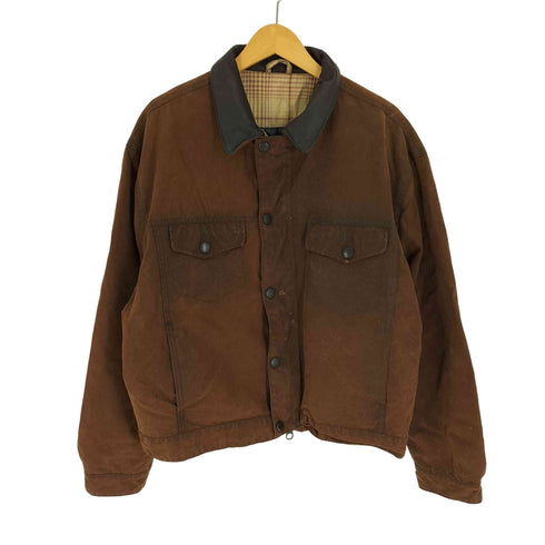 バブアー Barbour 00S A1557 DROVERS JACKET ワックスコットン 裏地チェック 襟レザー オイルドジャケット 2000年製 メンズ import:XL