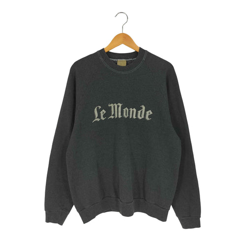 Le monde プリント ラグラン クルーネックスウェット メンズ