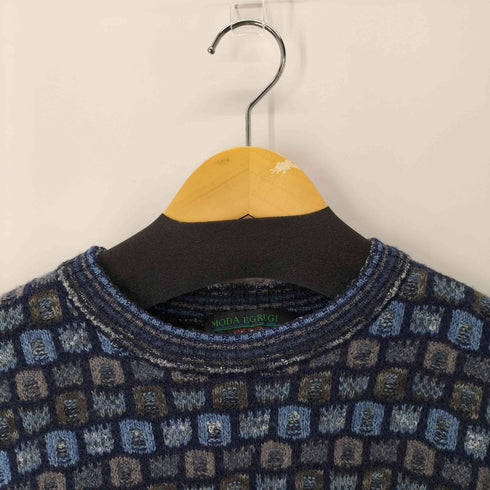 MODA EGREGIA ウール混 総柄 クルーネックニット メンズ