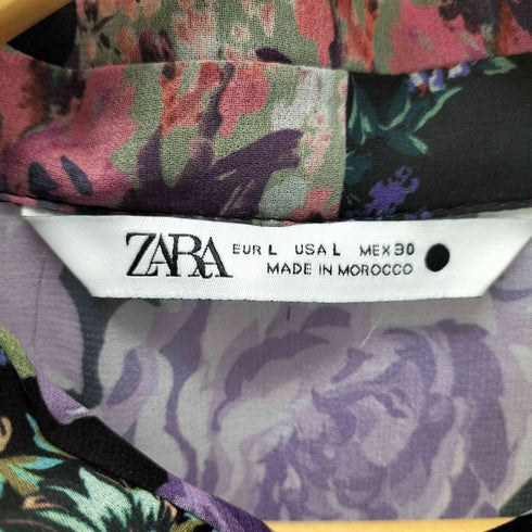 ザラ ZARA フラワーシフォンシャツワンピース レディース import:L