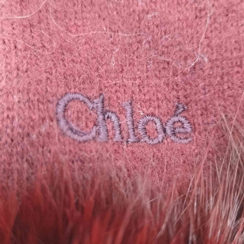 クロエ Chloe ロゴ刺繍ファーグローブ レディース