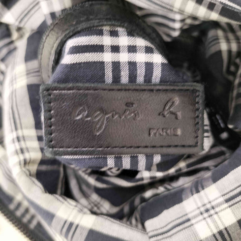 アニエスベー agnes b. ロゴ刻印レザートートバッグ レディース