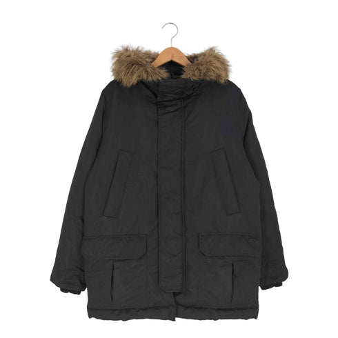 ギャップ Gap IDEALジッパー フェイクファー フーデッドダウンジャケット メンズ import:M