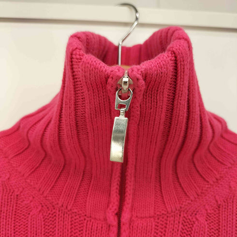 GLENFIELD ハイネック ジップアップ コットン ニット セーター レディース