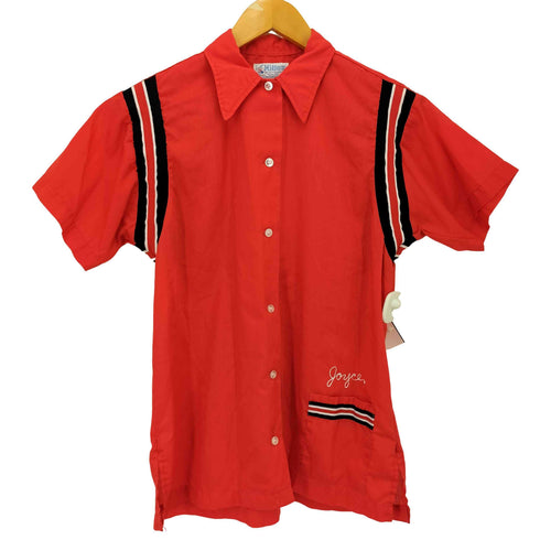 ヒルトン HILTON 70-80s 青タグ 襟芯フロント刺繍ボーリングシャツ レディース 36