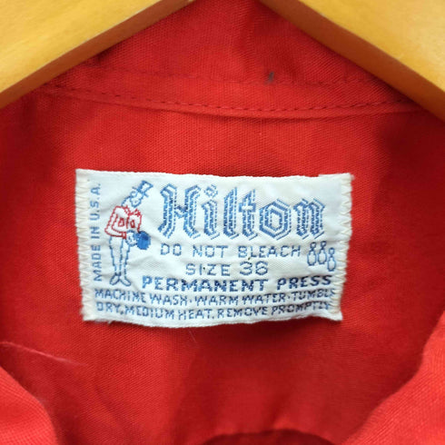 ヒルトン HILTON 70-80s 青タグ 襟芯フロント刺繍ボーリングシャツ レディース 36