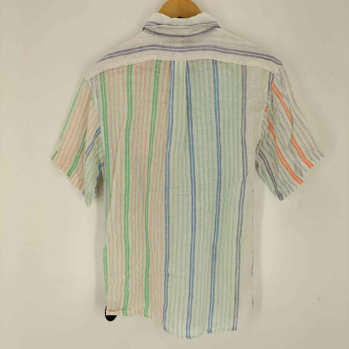ラルフローレン RALPH LAUREN リネン100 ストライプ半袖シャツ メンズ import:XL