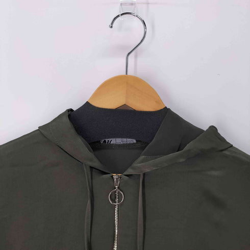 ザラ ZARA フレンチスリーブフーディ リングジップ ハーフジップ レディース JPN:XS