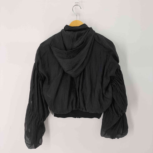 ザラ ZARA パフスリーブ シアードッキングフーデッドボンバージャケット クロップド レディース JPN:M