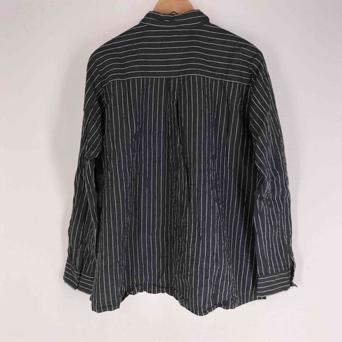 パドカレ pas de calais リネン混 ストライプ柄長袖シャツ シワ加工 レディース 36