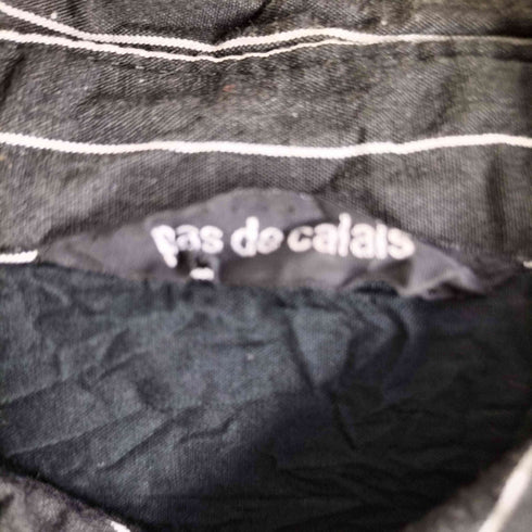 パドカレ pas de calais リネン混 ストライプ柄長袖シャツ シワ加工 レディース 36