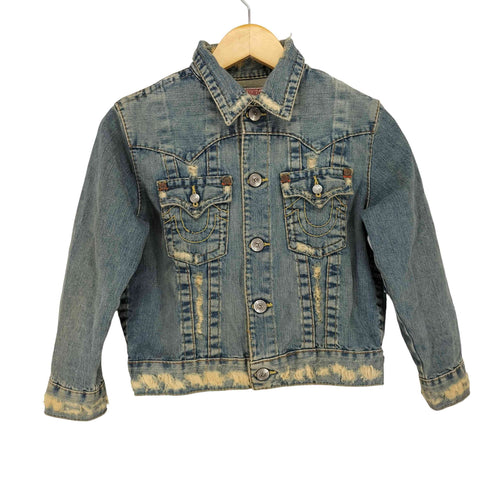 トゥルーレリジョン TRUE RELIGION ダメージデニムトラッカージャケット レディース JPN:XL