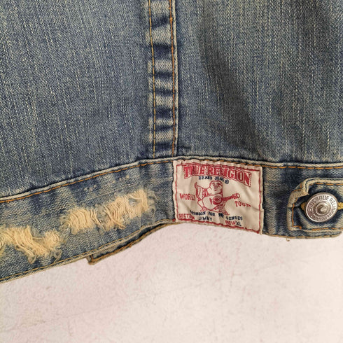 トゥルーレリジョン TRUE RELIGION ダメージデニムトラッカージャケット レディース JPN:XL