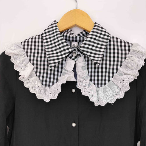 Designer uncle ギンガムチェック レース パールボタン フリルワンピース レディース JPN:M